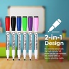 Volcanics Magnetic Black Dry Erase Markers with Eraser Cap, Fine Tip 1-2mm, Low Odor Whiteboard Markers, Smudge-Free Erasable Pens for Office, Classroom & Home Use, 6 Pack(6 Colors)