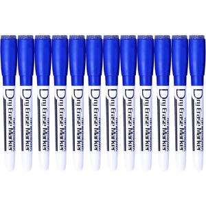 Volcanics Magnetic Black Dry Erase Markers with Eraser Cap, Fine Tip 1-2mm, Low Odor Whiteboard Markers, Smudge-Free Erasable Pens for Office, Classroom & Home Use, 6 Pack(Blue)