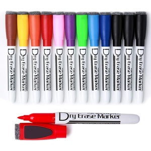 Volcanics Magnetic Black Dry Erase Markers with Eraser Cap, Fine Tip 1-2mm, Low Odor Whiteboard Markers, Smudge-Free Erasable Pens for Office, Classroom & Home Use, 6 Pack(10 Colors)