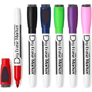Volcanics Magnetic Black Dry Erase Markers with Eraser Cap, Fine Tip 1-2mm, Low Odor Whiteboard Markers, Smudge-Free Erasable Pens for Office, Classroom & Home Use, 6 Pack(6 Colors)